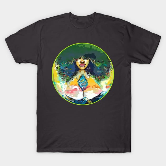 Women Of Nature Curly Afro Natural Hair T-Shirt by EllenDaisyShop